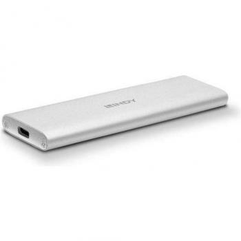 Caja Externa SSD Lindy USB 3.2 Gen 2 M.2 - Transferencia Rápida de Datos, Caja de almacenamiento SSD M.2 plateada