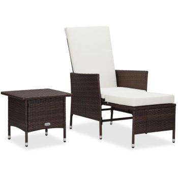 Set de muebles de jardín 2 piezas con cojines ratán PE marrón