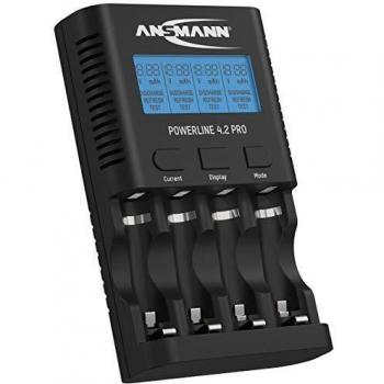 ANSMANN Battery charger for 4x AA/AAA NiMH batteries - charger with 5 charging programs: charging, discharging, testing, refresh, fast charging + USB charger - Powerline 4.2 Pro battery charger