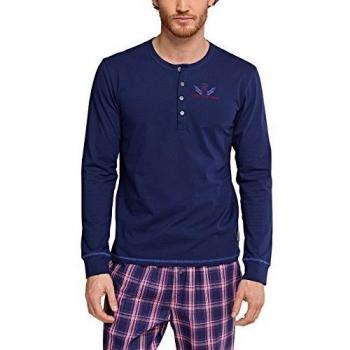 Uncover by Schiesser Uncover henley l/sleeves-Top de pijama Hombre    azul
