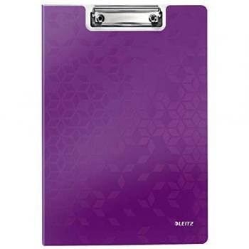 Carpeta Portapapeles Leitz WOW A4, Color Violeta, Con Clip y Cubierta, Resistente al Agua y Suciedad
