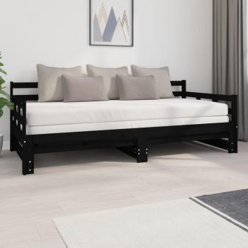 Sofá cama extraíble de madera maciza de pino negro 2x(90x200) cm