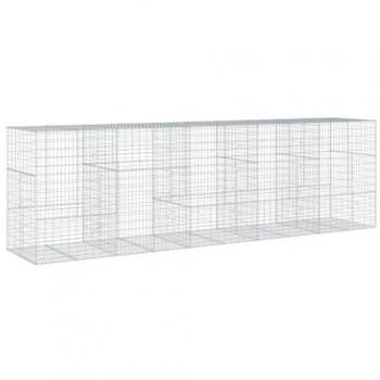 Gabion Basket with Cover 500x100x150 cm Galvanised Iron
