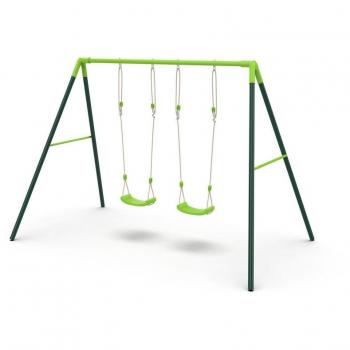 Columpio de Metal Doble Olea Masgames - Doble Diversión, columpio metálico doble, estructura resistente, capacidad para dos usuarios, adecuado para exteriores, diseño moderno y atractivo