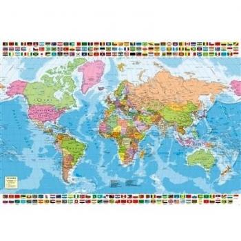 Educa-1500 Mapamundi Político, Puzzle, Multicolor, Talla Única