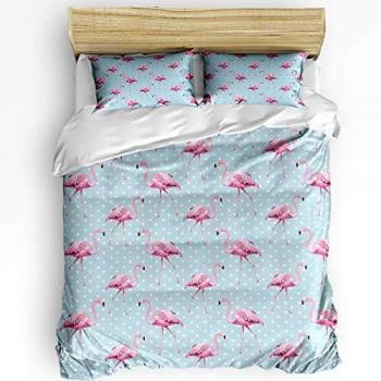 LnimioAOX Juego de Cama de 3 Piezas, Funda nórdica con Cremallera Flamingos Jungle, Funda de edredón con Funda de edredón, Fundas de Almohada para niños/Adolescentes/Adultos