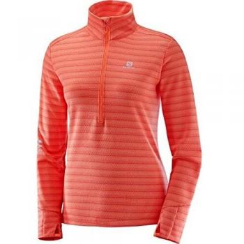 Salomon Mujer Camiseta deportiva de manga larga Lightning HZ, Mezcla de sintéticos, Coral, S