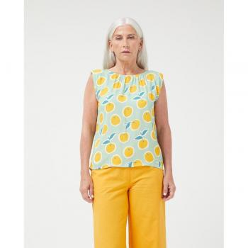 Top de mujer sin mangas estampado con diseño floral y cuello redondo