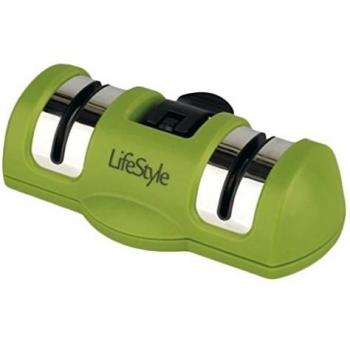 Life Style - Afilador Doble de Cuchillos con Ventosa - Manual - 13*7*4 cm - Verde