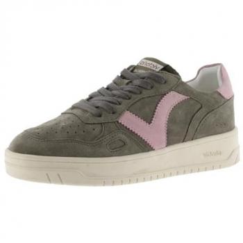 Zapatillas de serraje de mujer Victoria Seúl Bicolor con piezas en contraste y cordones al tono, color verde, modelo 1257127, talla 37
