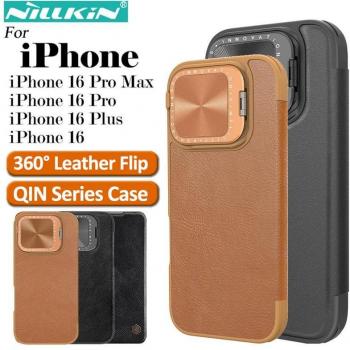 Nillkin Qin Prop Leather Flip Case with Camera Protection and Stand for iPhone 16 Pro Max
