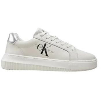 Calvin Klein Women's Chunky Cupsole Sneakers - Bright White with Silver Accents