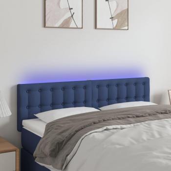 Cabecero LED de Tela Azul 144x5x78/88 cm