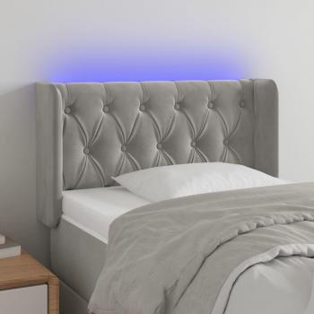Cabecero LED de terciopelo gris claro 83x16x78/88 cm