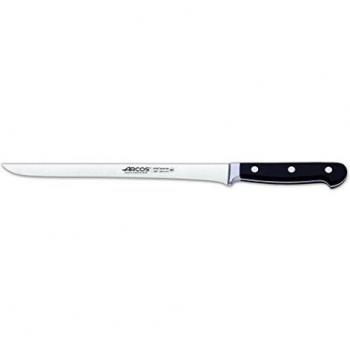 Arcos Serie Clasica, Cuchillo Jamonero, Hoja de Acero Inoxidable Forjado Nitrum 250 mm, Mango de Polioximetileno, POM Color Negro
