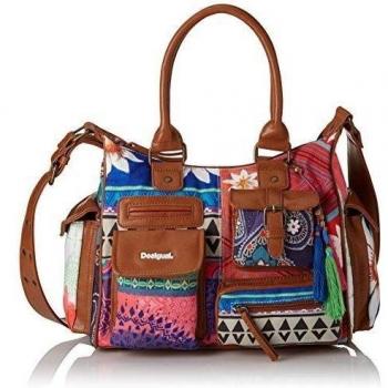 Desigual London Medium Happy Bazar - Bolso para mujer, color borgoña claro
