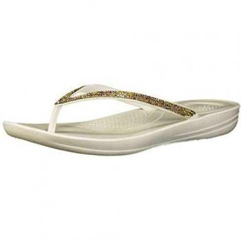 Sandalias FitFlop Iqushion Sparkle Ultra-Ergonómicas para Mujer en Blanco, Talla 9 UK