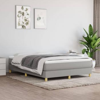Cama box spring de muelles con colchón gris claro 140x200 cm Tela