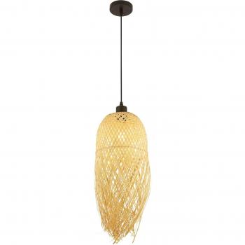Lámpara Colgante Bali Ø 20 cm, Bambú y Madera Clara, E27