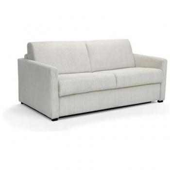 Sofá cama de 3 plazas convertible en pana beige TOMAKA