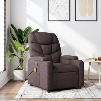 Silla de masaje reclinable marrón oscuro en tela
