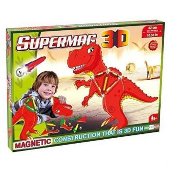 Supermag T-Rex Dinosaurio 3D de Construcción Multicolor - Juguete Educativo para Niños y Niñas +3 años