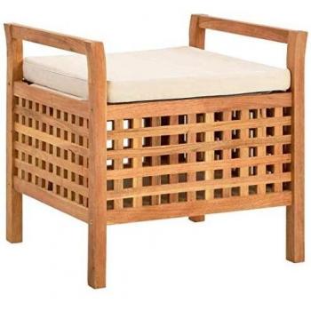 SengentoStyle Opbergbank 49x48x49 cm massief walnotenhout