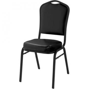 National Public Seating 9300 Series Vinyl Stack Chair, Black Seat, Black Sandtex Frame