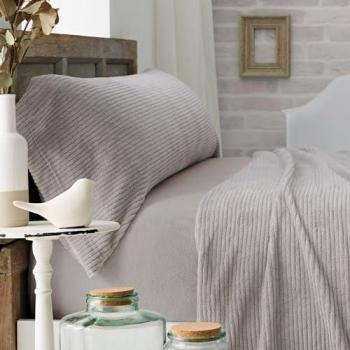 Juego de Sábanas de Coralina Burrito Blanco 965 Gris Tacto Extra Suave para Cama de 105 cm