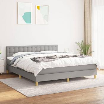 Cama box spring de muelles con colchón tela gris claro 160x200 cm