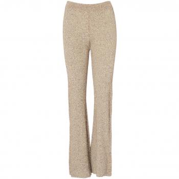 Ganni Melange Rib Knit Pants - M Brown, Straight Trousers, Female, Beige, Size: M Ribbed Trousers