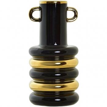 Jarrón de porcelana bicolor con diseño moderno de 15x15x29 cm