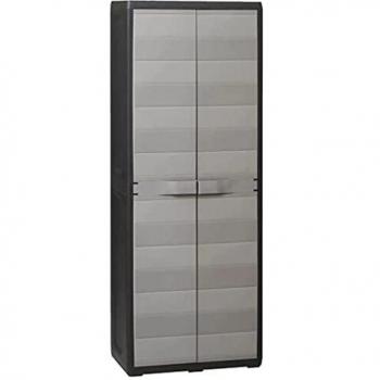 vidaXL Armario de Jardín de 3 Estantes Negro Gris Mobiliario Exterior Terraza