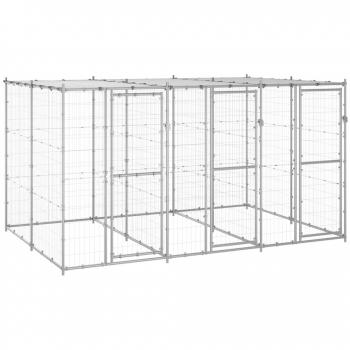 vidaXL Outdoor Dog Kennel Galvanised Steel with Roof 7.26 m²