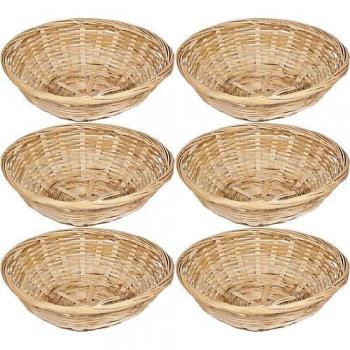 Get Goods - Juego de 6 cestas redondas de bambú natural para pan, cestas de almacenamiento, 1 - Pack