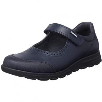 Bailarinas Pablosky 334120 para Niña - Zapatos Escolares Cómodos de Piel con Cierre de Velcro en Color Azul Marino