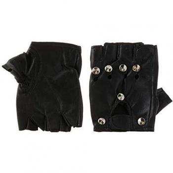 Smiffy's-22444 Guantes Punks, con Tachuelas, Color Negro, Tamaño único