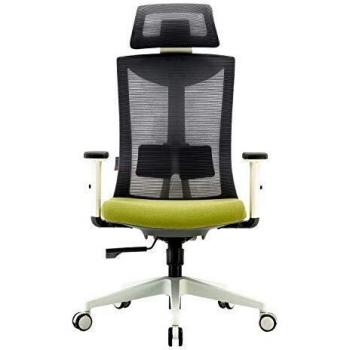 Amazon Brand – Umi Silla Oficina Silla de Escritorio ergonómica y giratoria de Malla con Soporte Lumbar Regulable y reposabrazos de Poliuretano y Asiento Acolchado-Carga máxima de 150 kg（Verde）