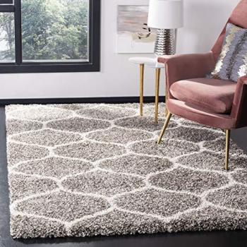 Safavieh Hudson Shag Gray/Ivory Geometric Area Rug - 4' x 6' (120 x 180 cm)