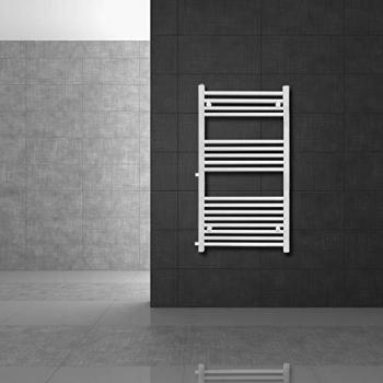 Radiador toallero ECD GERMANY Sahara - 500 x 1200 mm - Blanco - Plano - Con conexión lateral - Calefacción de baño