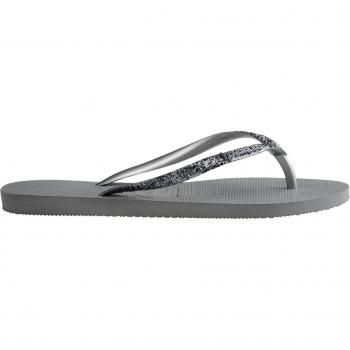Havaianas Slim Glitter II Chanclas para Mujer Color Gris Acero con Detalles Brillantes Talla 35-36
