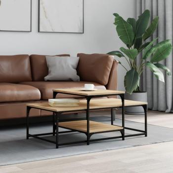 Mesa de centro de madera de ingeniería 102x60x45 cm en color negro, roble sonoma y roble ahumado, ideal para salón o comedor, también conocida como mesita auxiliar o mesa de café