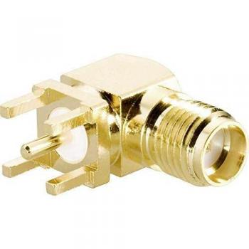 Conector SMA Reverse Hembra Horizontal 50 Ω Montaje en Circuito Impreso 90° - BKL Electronic