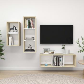 vidaXL Set de mueble para TV 3 piezas madera contrachapada