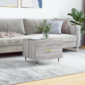 Mesa de centro madera contrachapada 50x50x40 cm en color blanco, negro y gris Sonoma para salón o comedor, diseño auxiliar, mesa de café