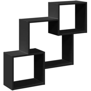Armario de pared madera de ingeniería negro 78x18x71 cm