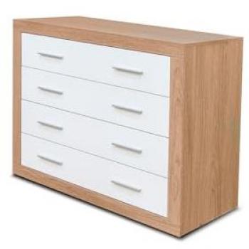 Cómoda Kiara de 4 Cajones Cambria y Blanco 98x82 cm