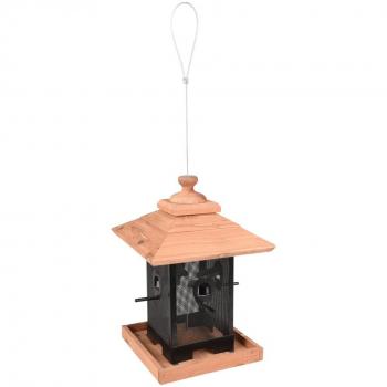 Comedero silo para pájaros Zulma madera negro y marrón 22 cm Flamingo Multicolor