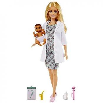 Barbie Doctora GVK03 - Muñeca rubia con bebé de juguete y accesorios de consulta, Multicolor