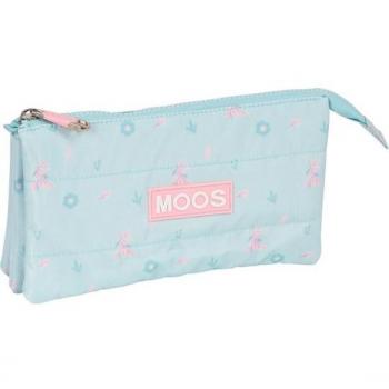 Portatodo Triple Moos 'Garden' 22x12x3cm Azul Turquesa con 3 Compartimentos - Safta
